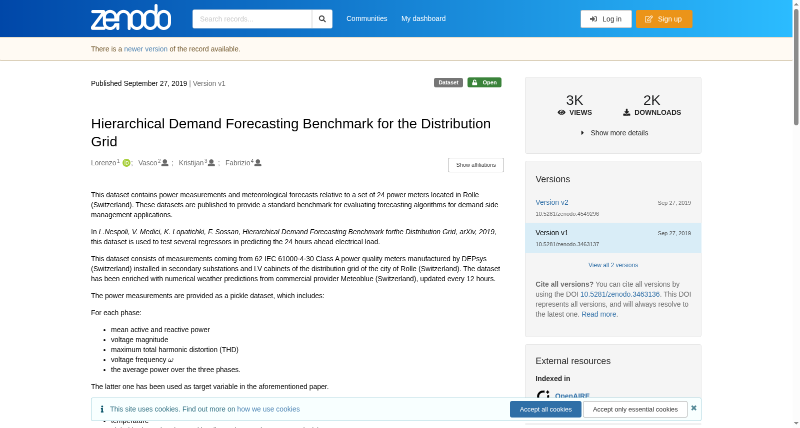 Hierarchical Demand Forecasting Benchmark for the Distribution Grid 数据集图片