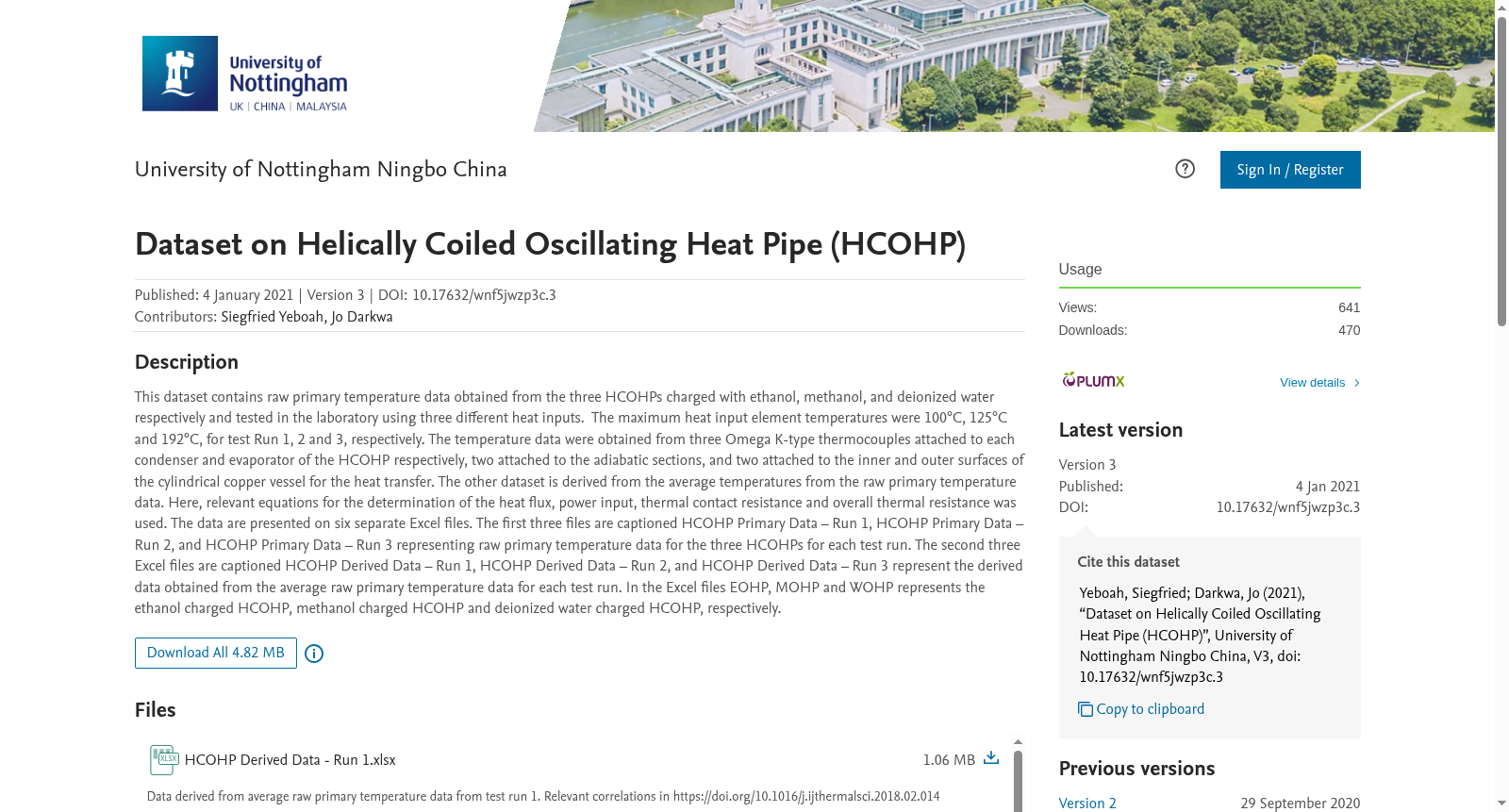 Dataset on Helically Coiled Oscillating Heat Pipe (HCOHP) 数据集图片