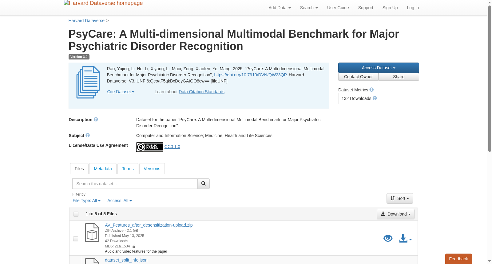 PsvCare: A Multi-dimensional Multimodal Benchmark for Major Psychiatric Disorder Recognition 数据集图片