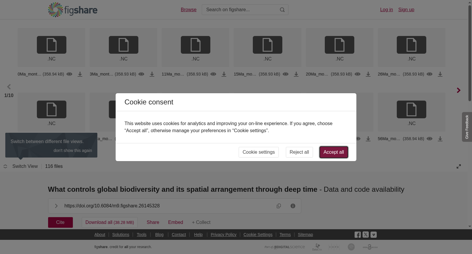 <b>What controls global biodiversity and its spatial arrangement through deep time</b> - Data and code availability 数据集图片