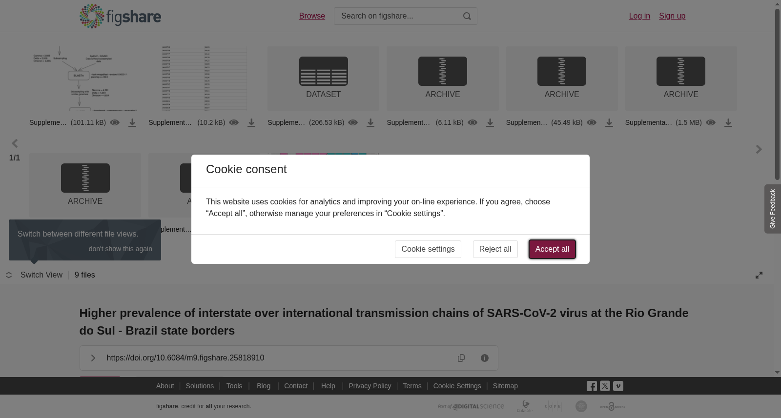 <b>Higher prevalence of interstate over international transmission chains of SARS-CoV-2 virus at the Rio Grande do Sul - Brazil state borders</b> 数据集图片