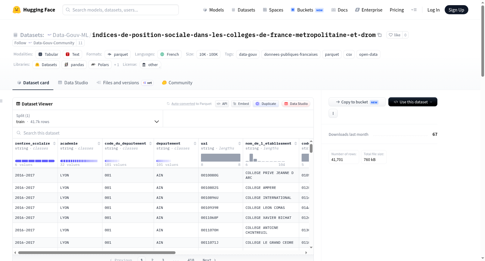 Data-Gouv-FR/indices-de-position-sociale-dans-les-colleges-de-france-metropolitaine-et-drom 数据集图片