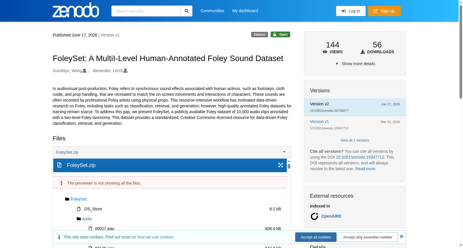 FoleySet: A MultiI-Level Human-Annotated Foley Sound Dataset 数据集图片