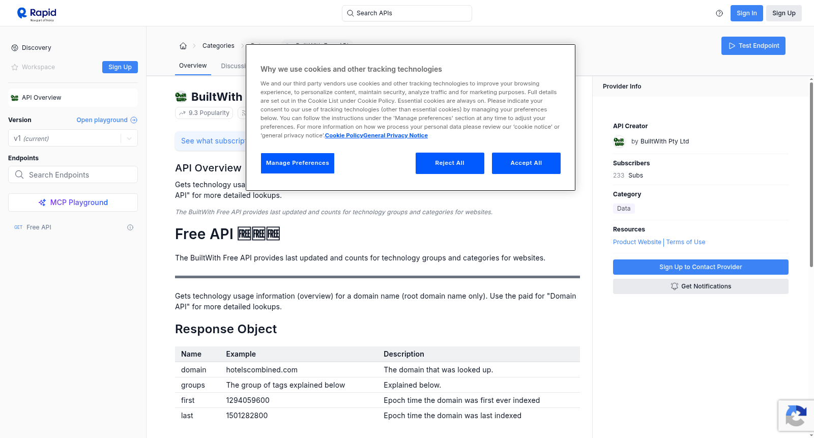 BuiltWith Free API 数据集图片