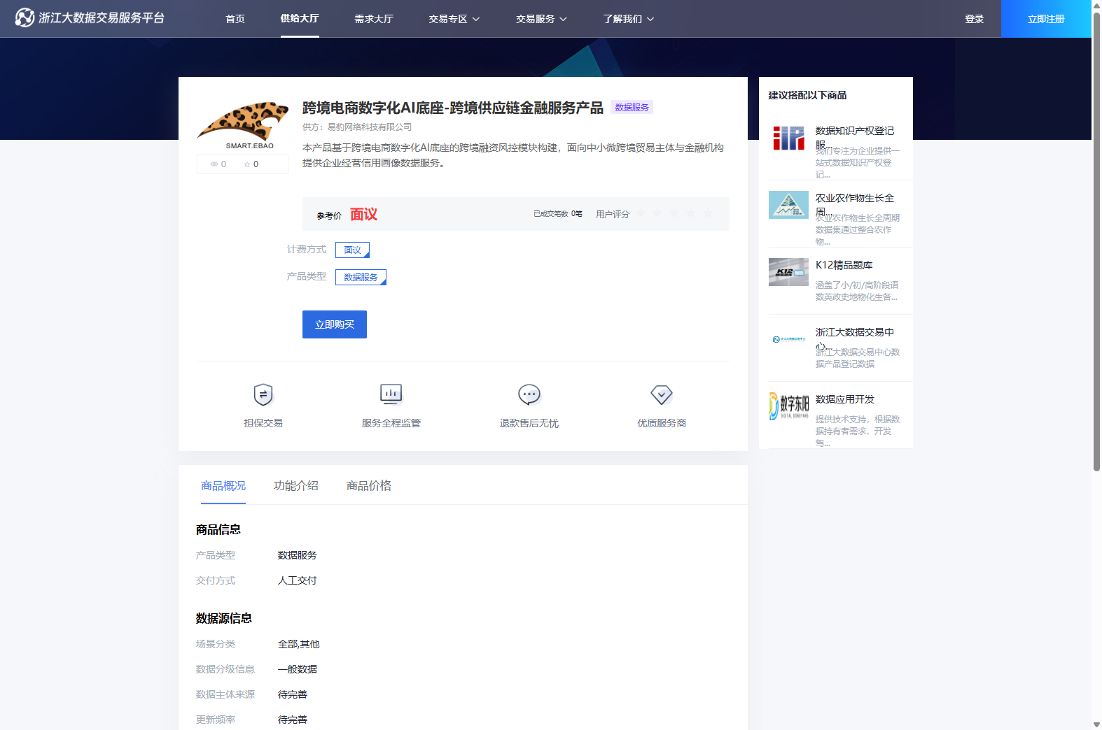 跨境电商数字化AI底座-跨境供应链金融服务产品 数据集图片