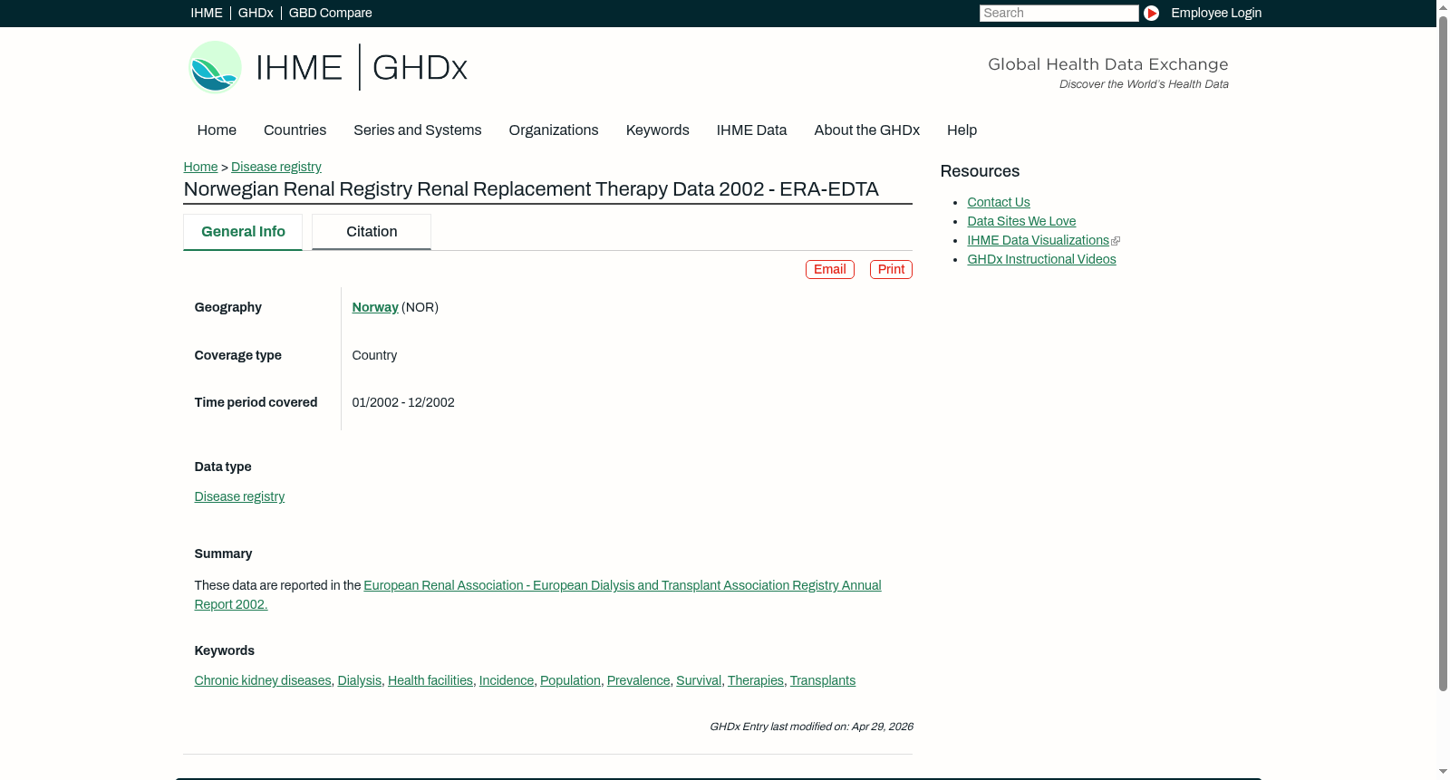 Norwegian Renal Registry Renal Replacement Therapy Data 2002 - ERA-EDTA 数据集图片