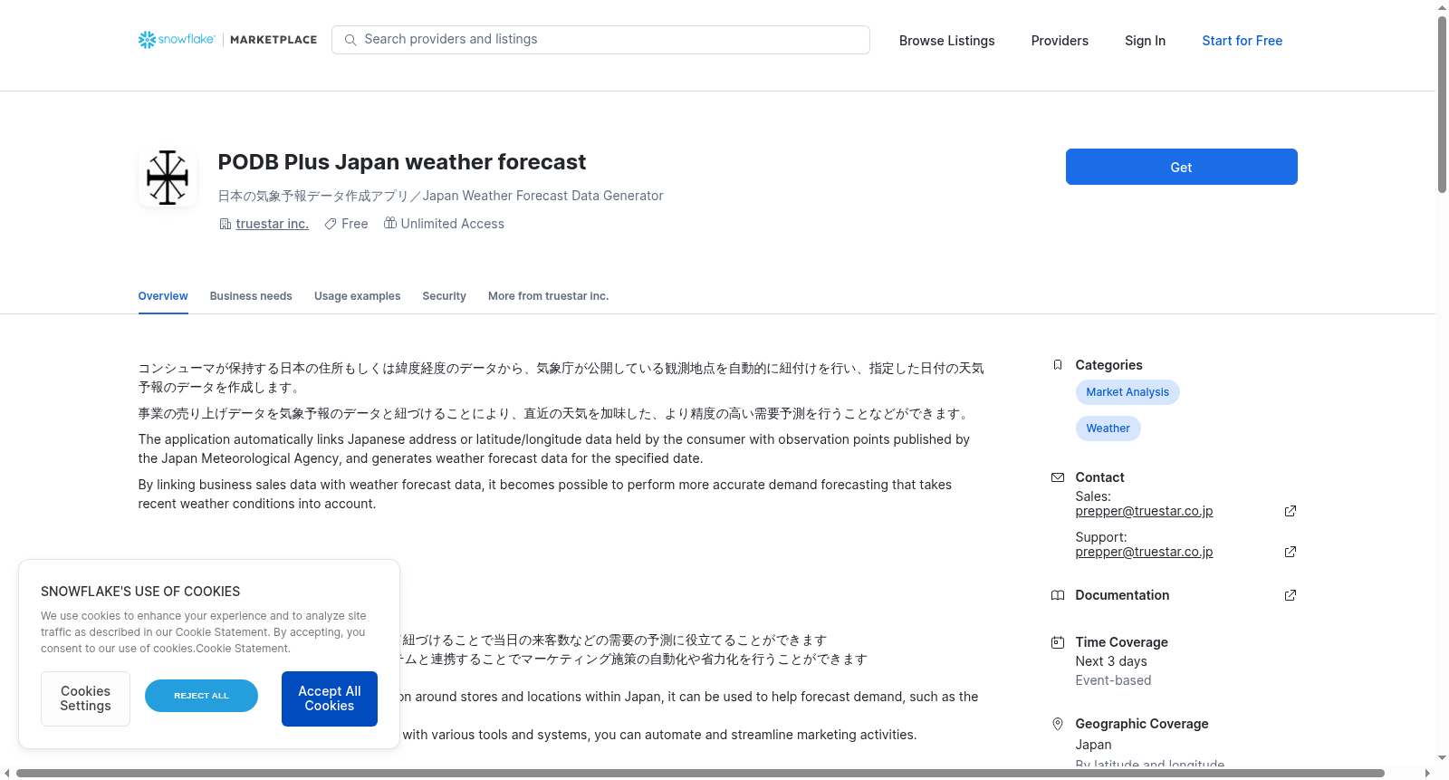 PODB Plus Japan weather forecast 数据集图片