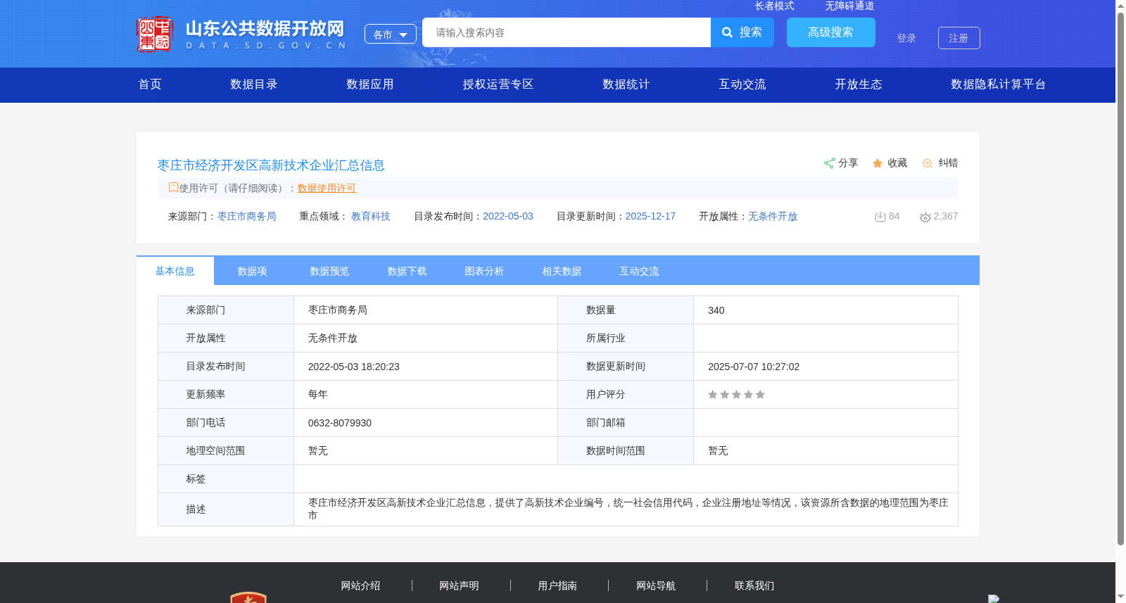 枣庄市经济开发区高新技术企业汇总信息 数据集图片