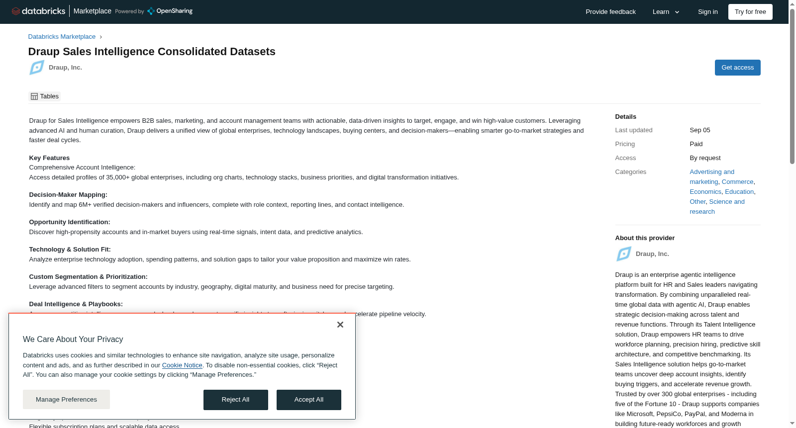 Draup Sales Intelligence Consolidated Datasets 数据集图片