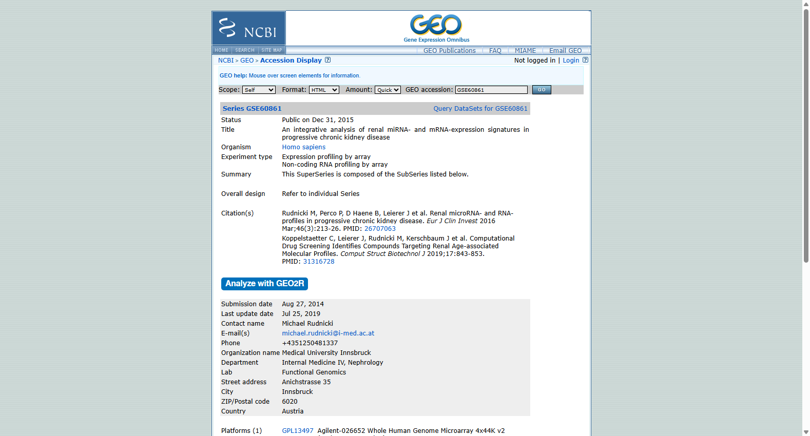 GSE60861 Chronic Kidney Disease Progression Cohort