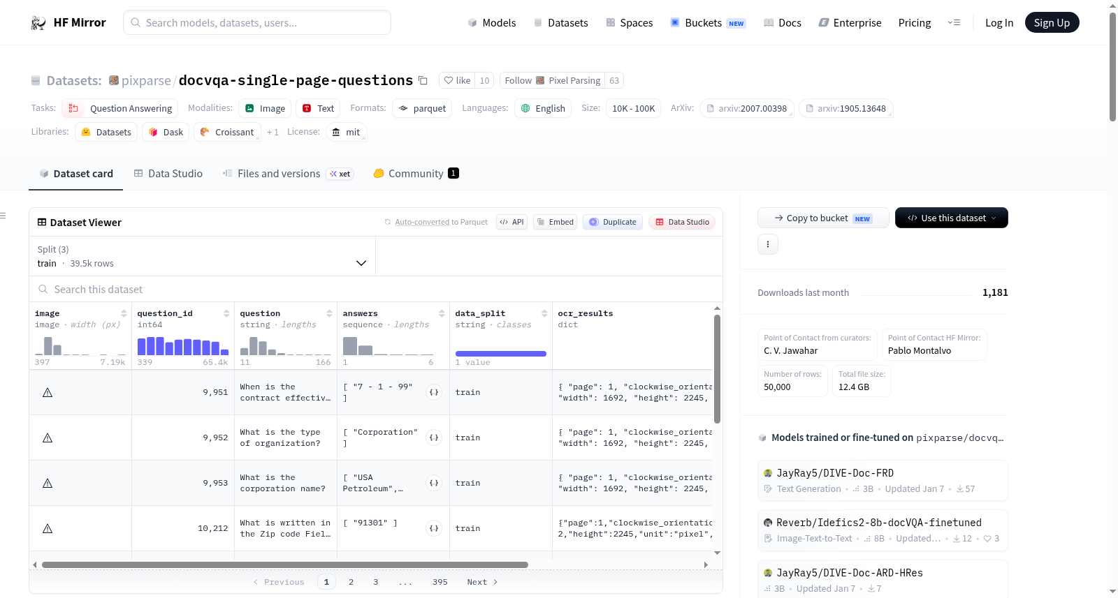 pixparse/docvqa-single-page-questions 数据集图片