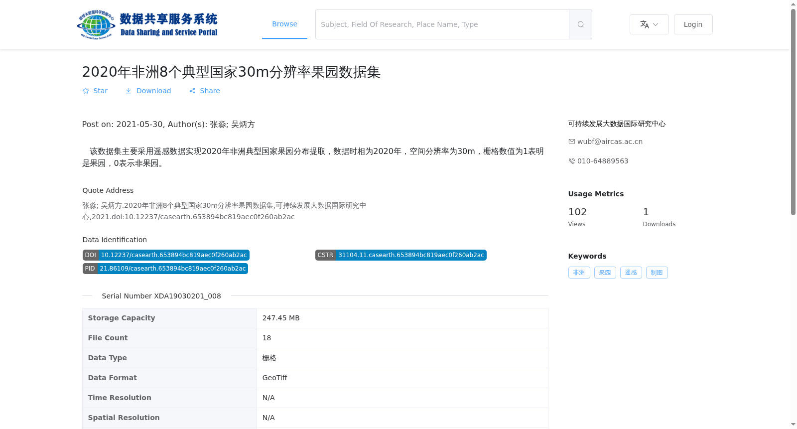 2020年非洲8个典型国家30m分辨率果园数据集 数据集图片