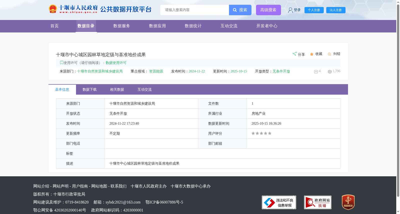 十堰市中心城区园林草地定级与基准地价成果 数据集图片