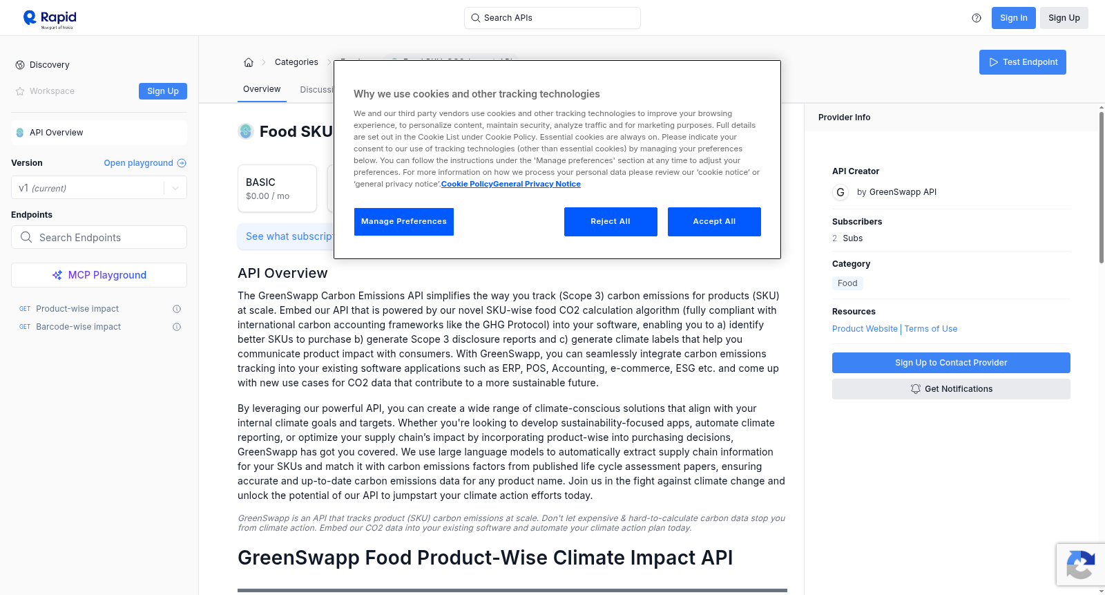 Food SKU-CO2-Impact-API 数据集图片