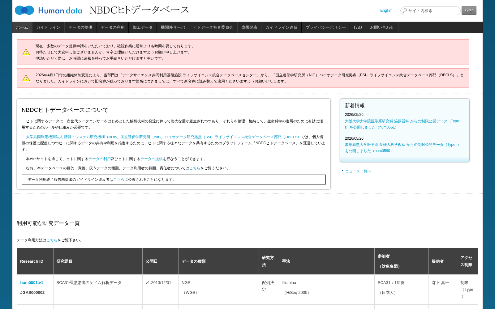 National Bioscience Database Center (NBDC) Human Database 数据集图片