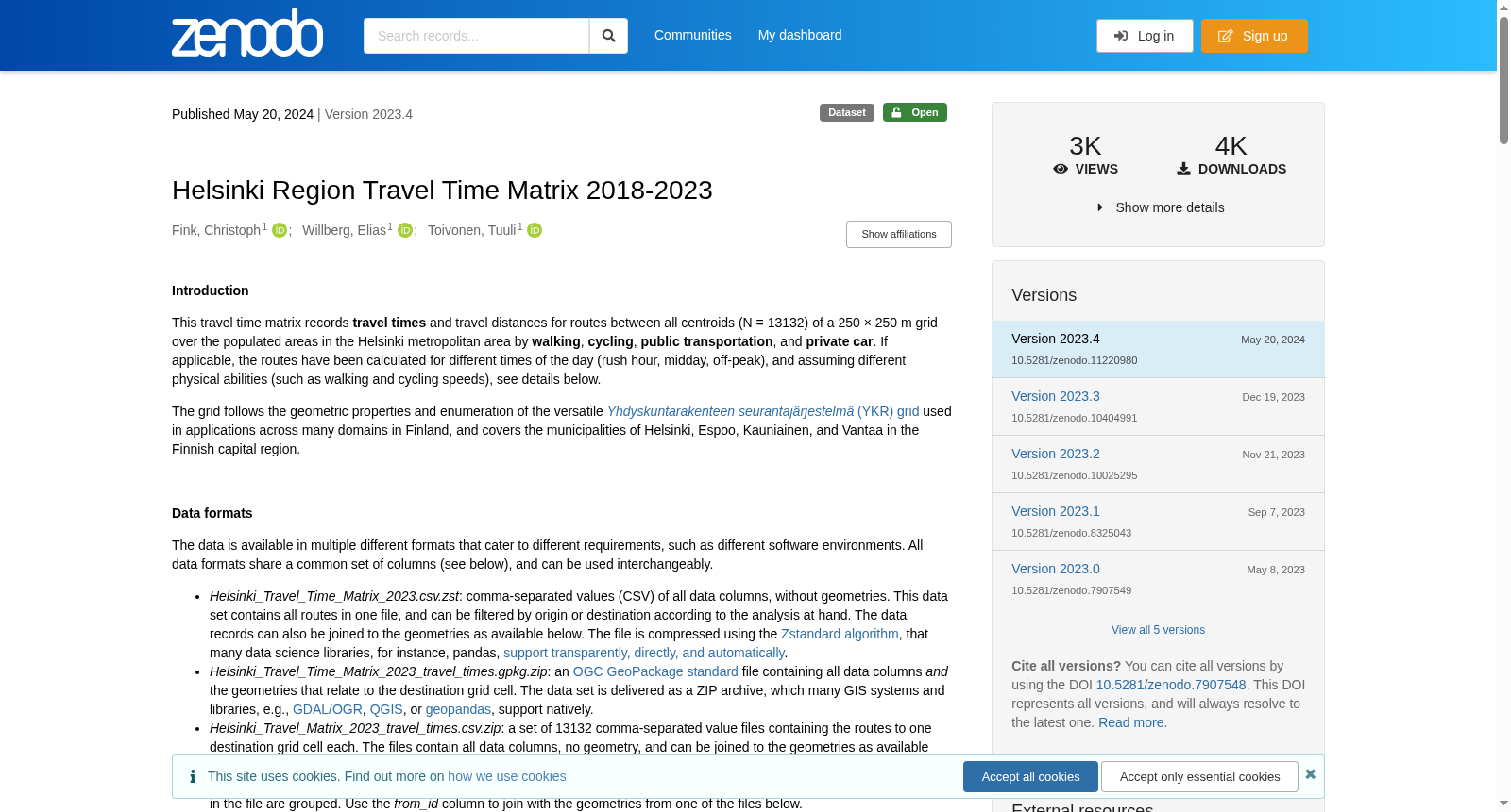 Helsinki Region Travel Time Matrix 2018-2023 数据集图片