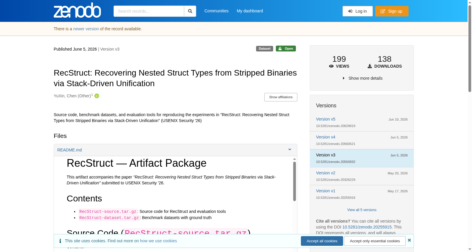 RecStruct: Recovering Nested Struct Types from Stripped Binaries via Stack-Driven Unification 数据集图片