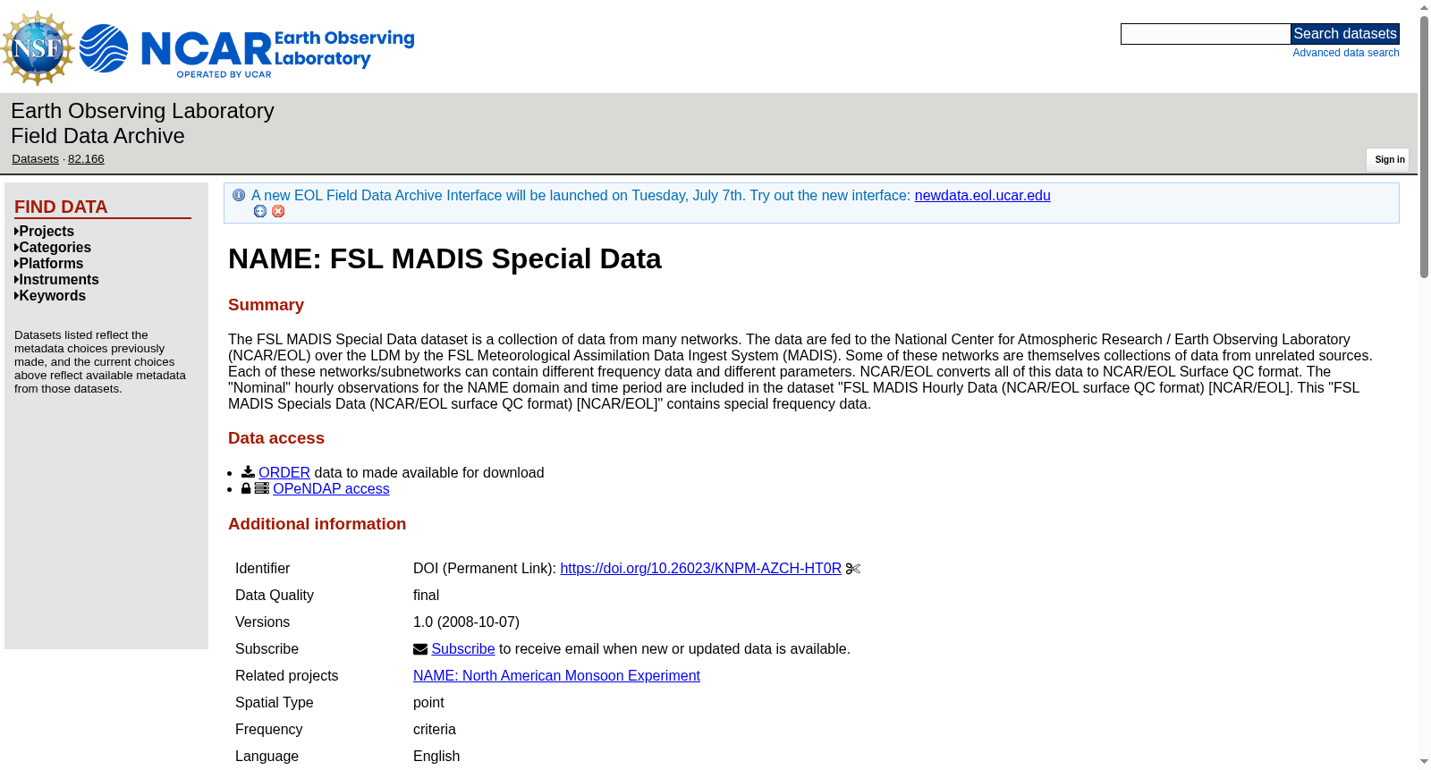 NAME: FSL MADIS Special Data. Version 1.0 数据集图片