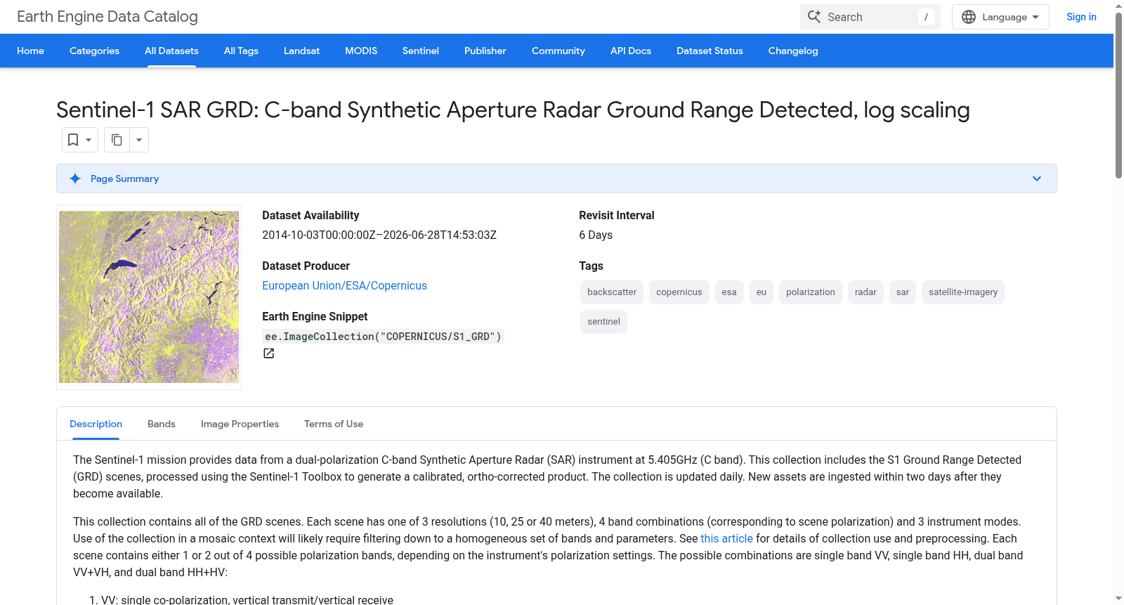 Sentinel-1 GRD dataset 数据集图片