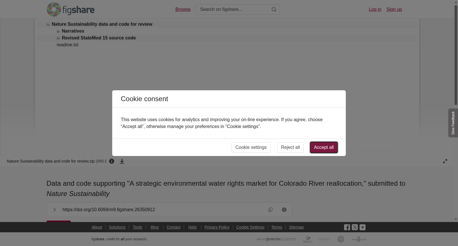 Data and code supporting "A strategic environmental water rights market for Colorado River reallocation," submitted to <i>Nature Sustainability</i> 数据集图片