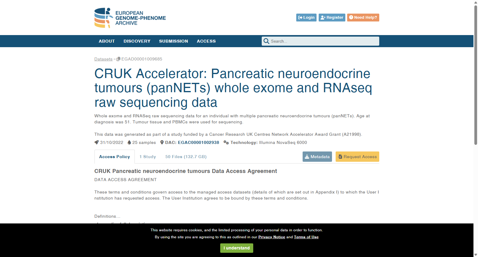 CRUK Accelerator PanNET Whole Exome and RNA-seq Dataset