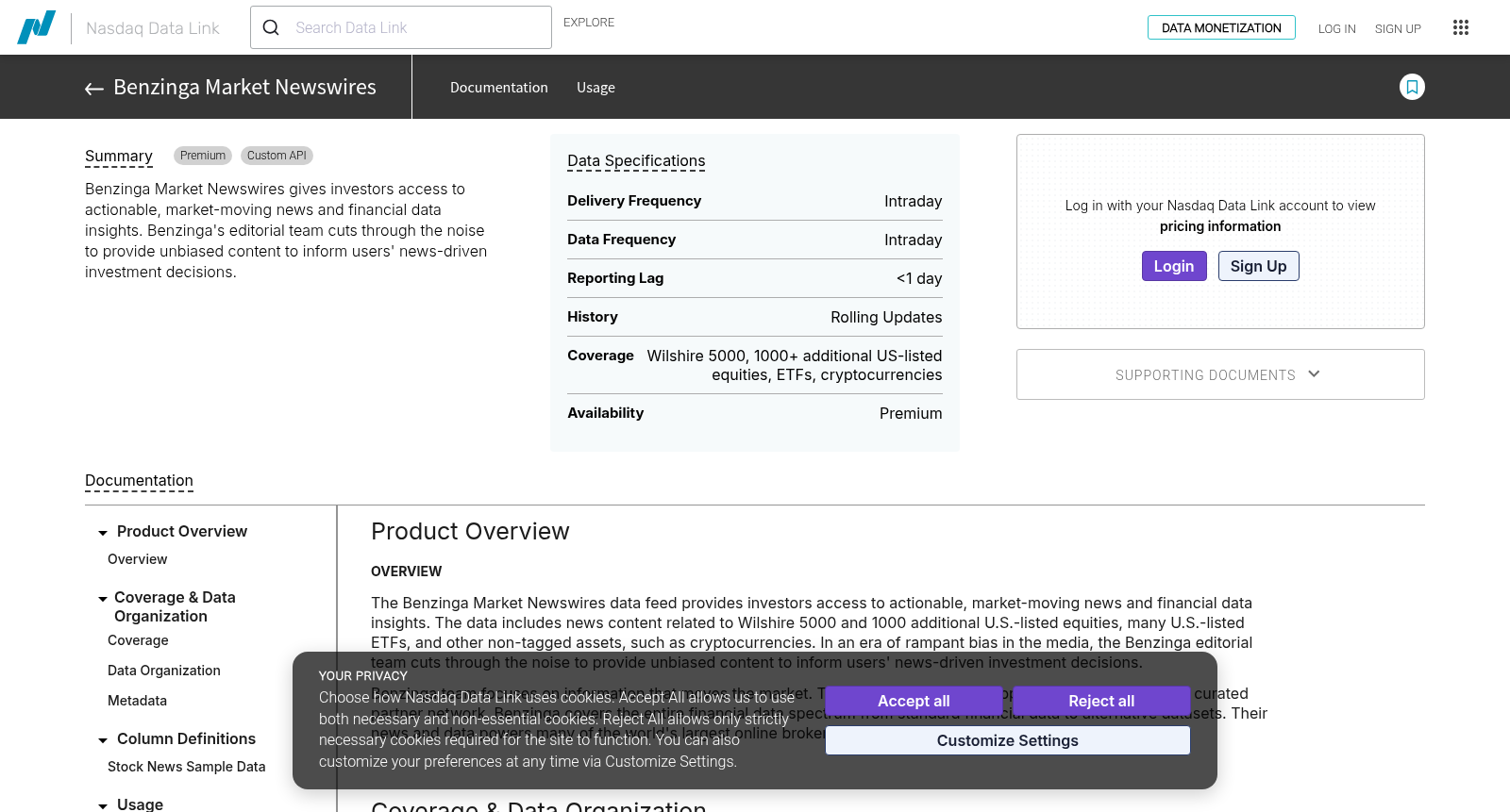 Benzinga Market Newswires 数据集图片