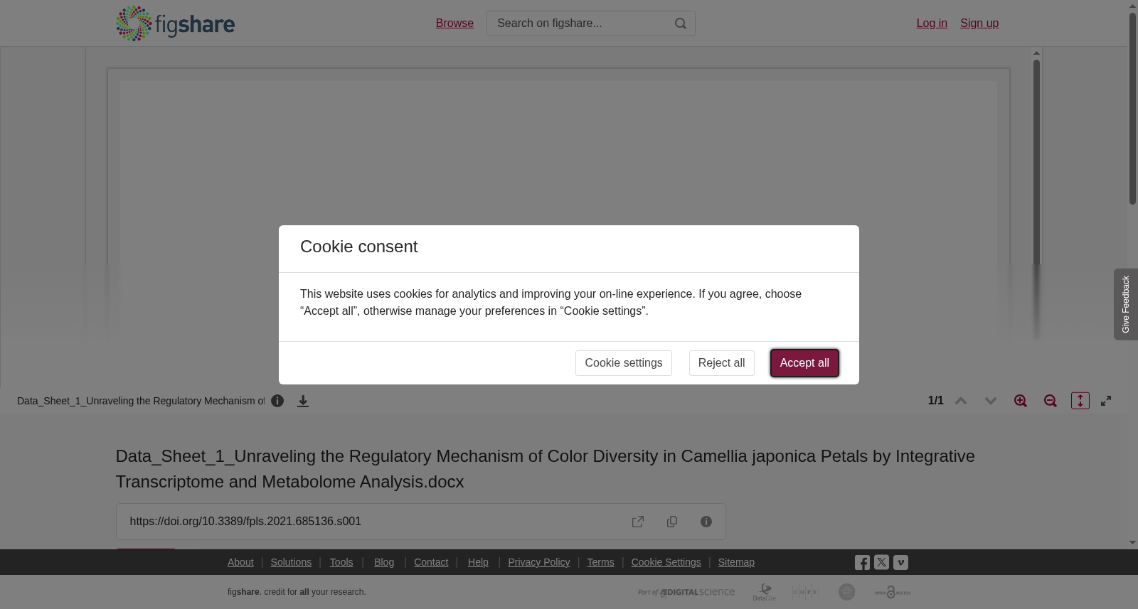 Data_Sheet_1_Unraveling the Regulatory Mechanism of Color Diversity in Camellia japonica Petals by Integrative Transcriptome and Metabolome Analysis.docx 数据集图片