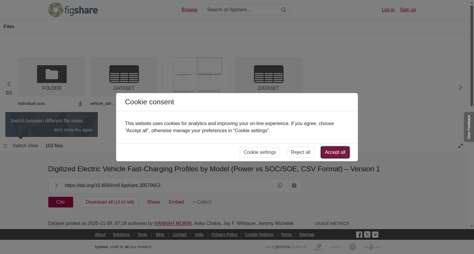Digitized Electric Vehicle Fast-Charging Profiles by Model (Power vs SOC/SOE, CSV Format) – Version 1 数据集图片