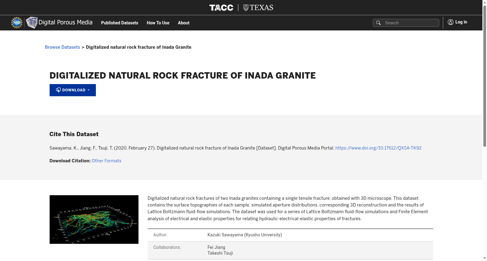 Digitalized natural rock fracture of Inada Granite 数据集图片