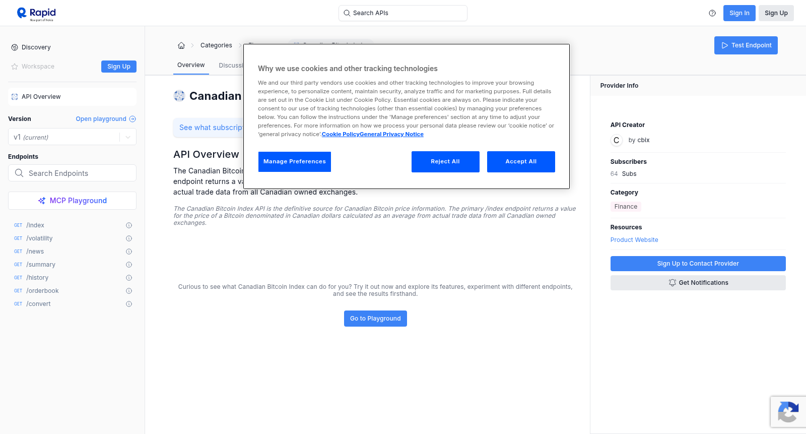 Canadian Bitcoin Index 数据集图片
