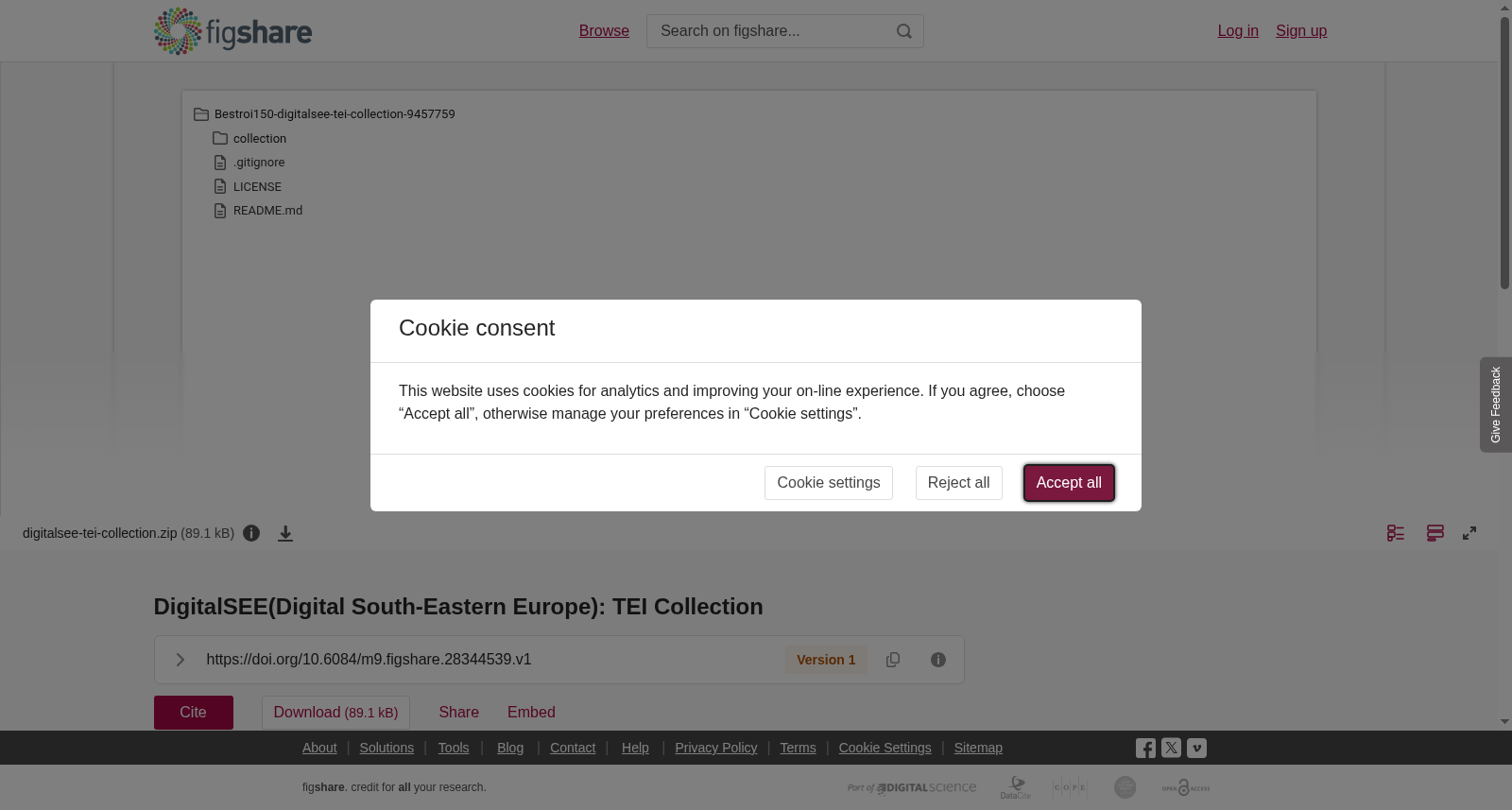 <b>DigitalSEE(</b><b>Digital South-Eastern Europe</b><b>): TEI Collection</b> 数据集图片