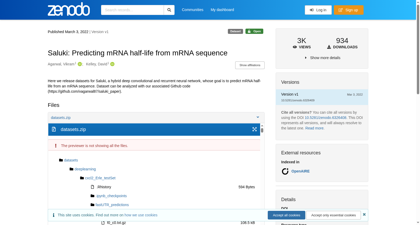 Saluki: Predicting mRNA half-life from mRNA sequence 数据集图片
