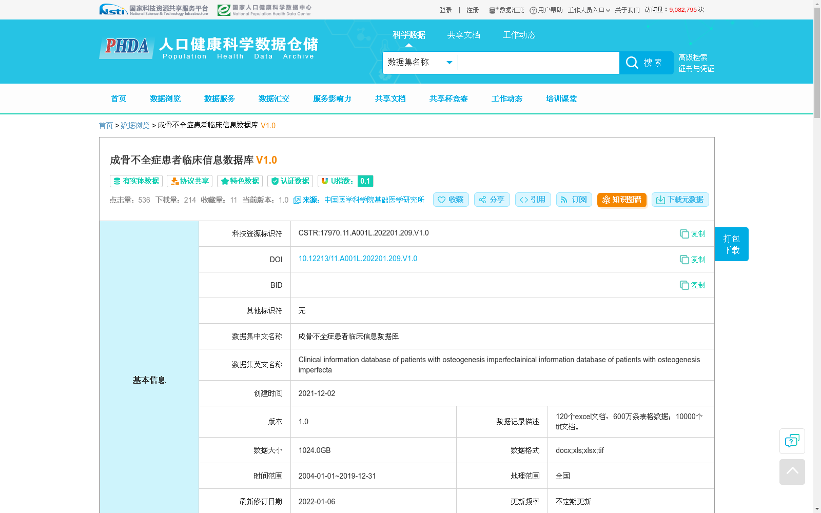 成骨不全症患者临床信息数据库 数据集图片