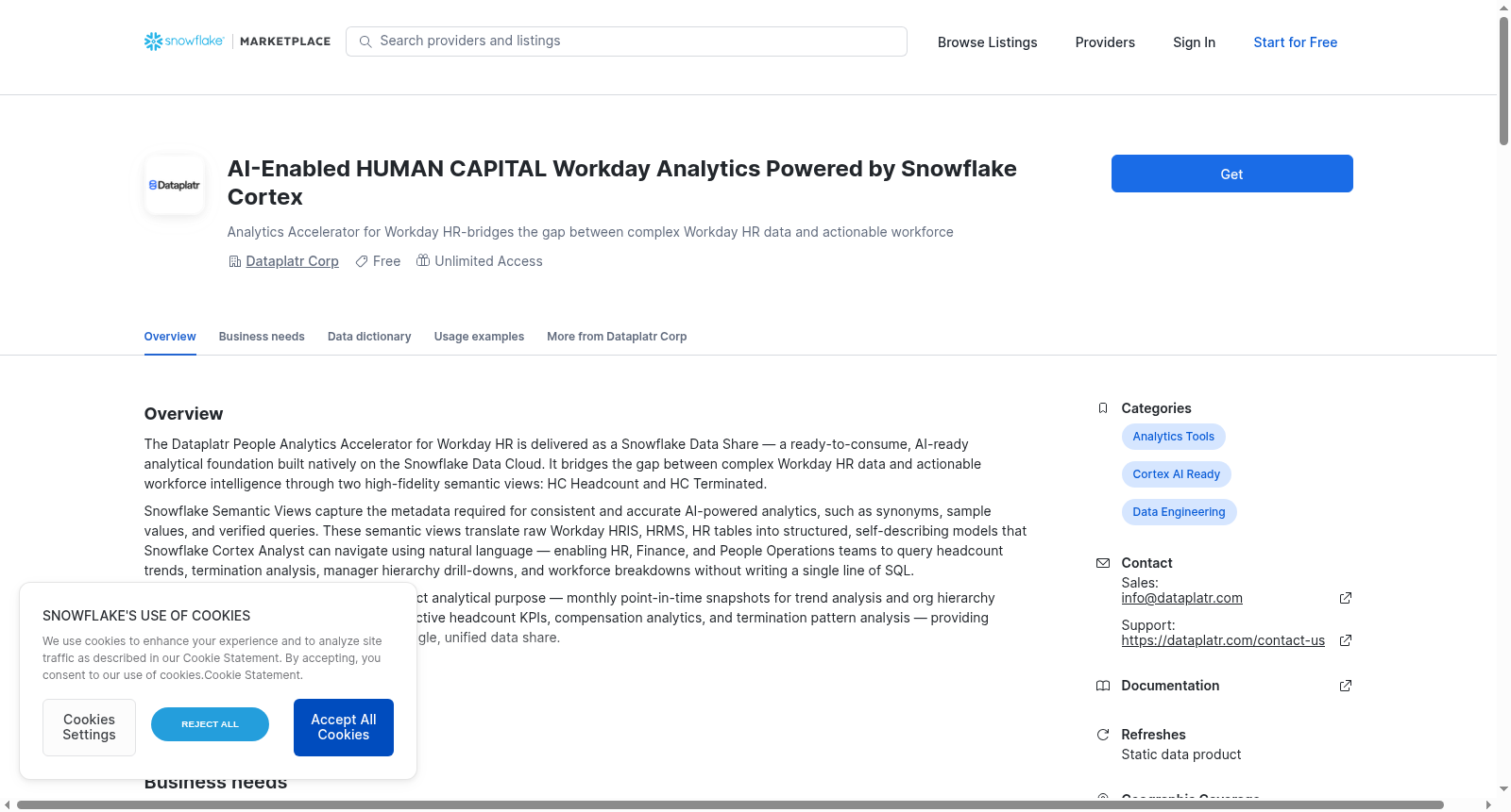 AI-Enabled HUMAN CAPITAL Workday Analytics Powered by Snowflake Cortex 数据集图片