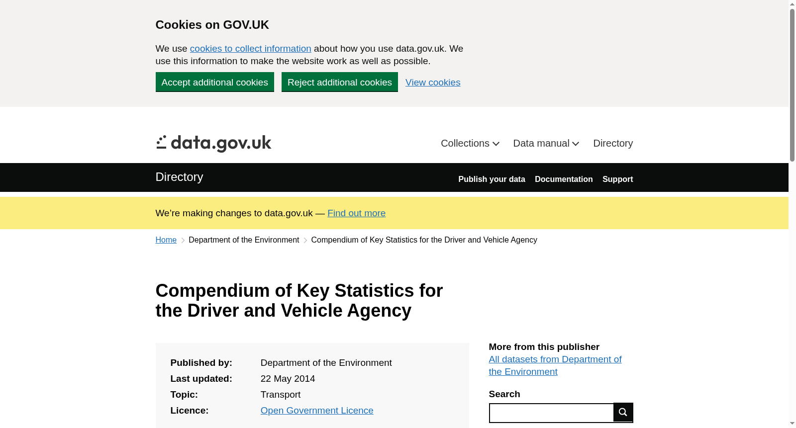 Compendium of Key Statistics for the Driver and Vehicle Agency 数据集图片