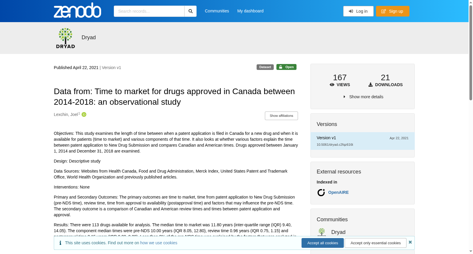 Data from: Time to market for drugs approved in Canada between 2014-2018: an observational study 数据集图片