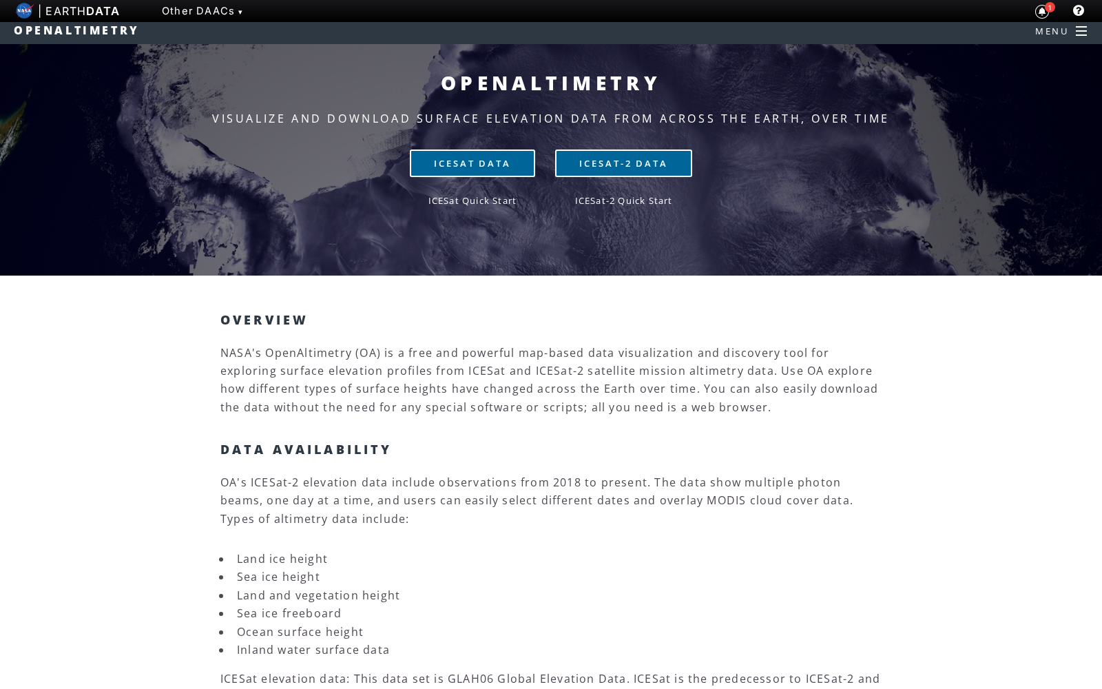 OpenAltimetry 数据集图片