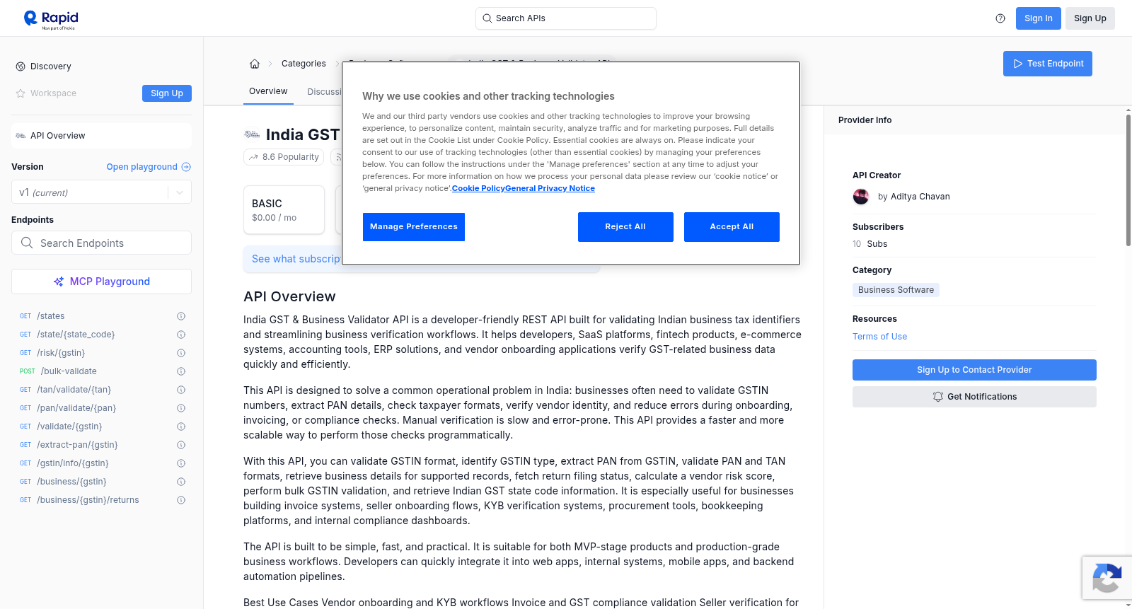 India GST & Business Validator API 数据集图片