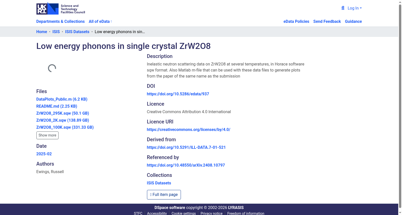 Low energy phonons in single crystal ZrW2O8 数据集图片