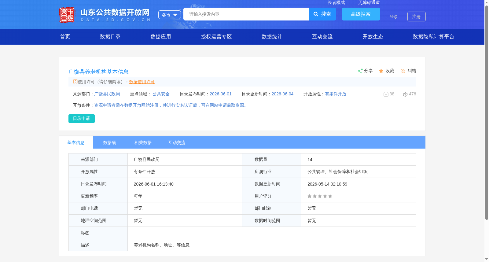 广饶县养老机构基本信息 数据集图片