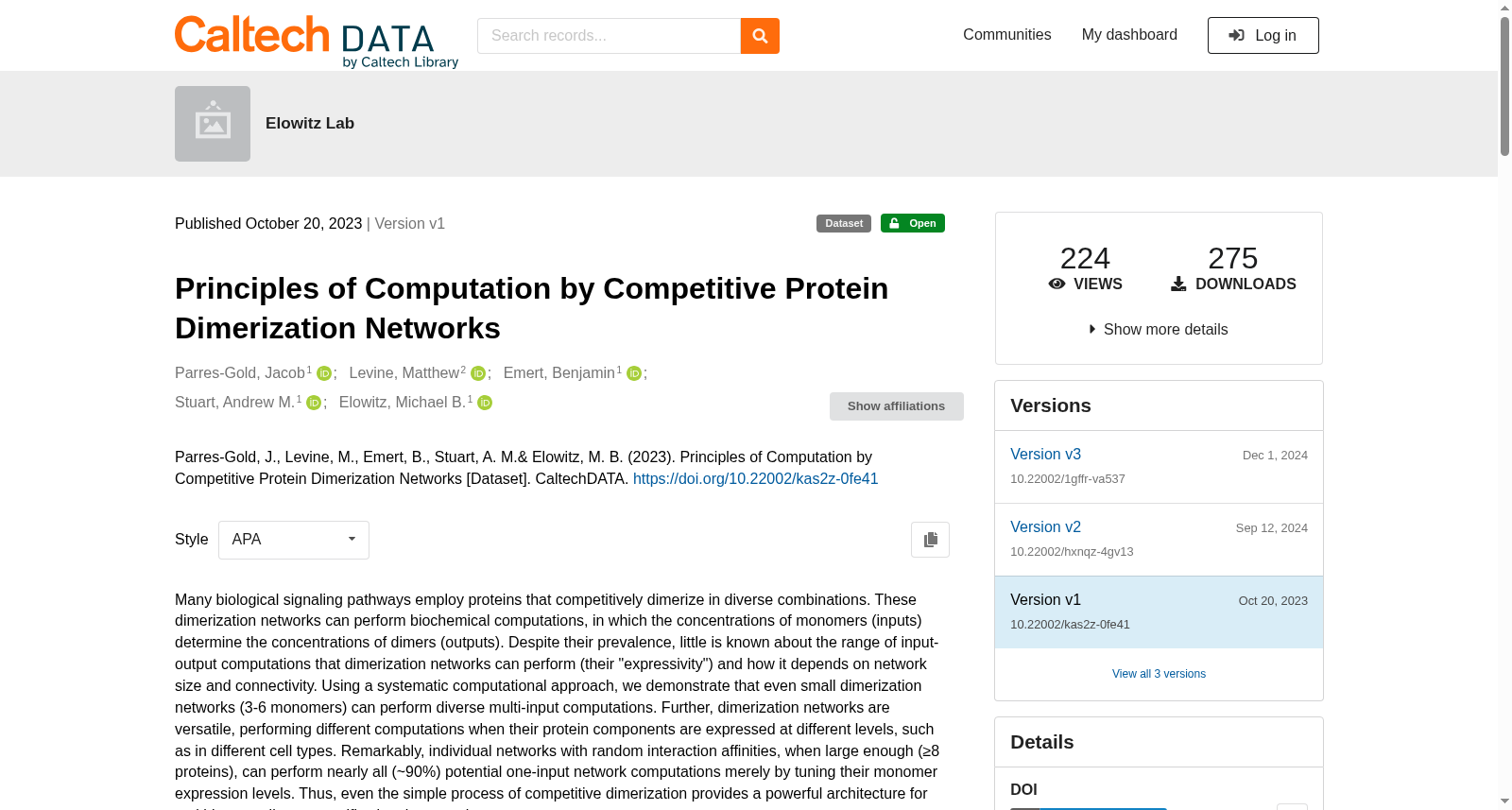 Principles of Computation by Competitive Protein Dimerization Networks 数据集图片
