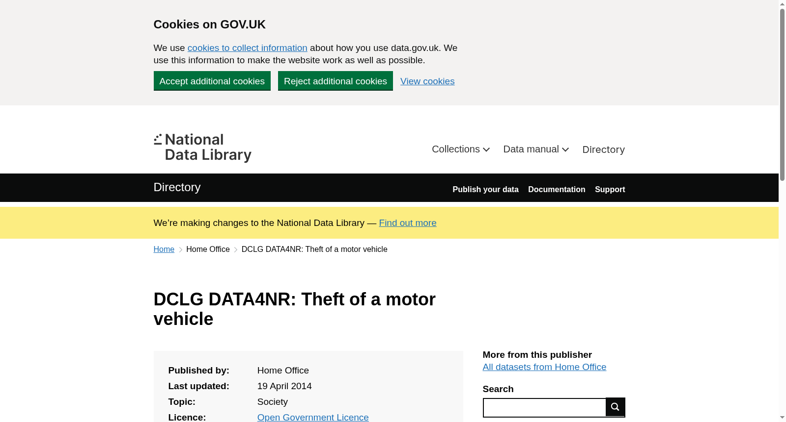 DCLG DATA4NR: Theft of a motor vehicle 数据集图片