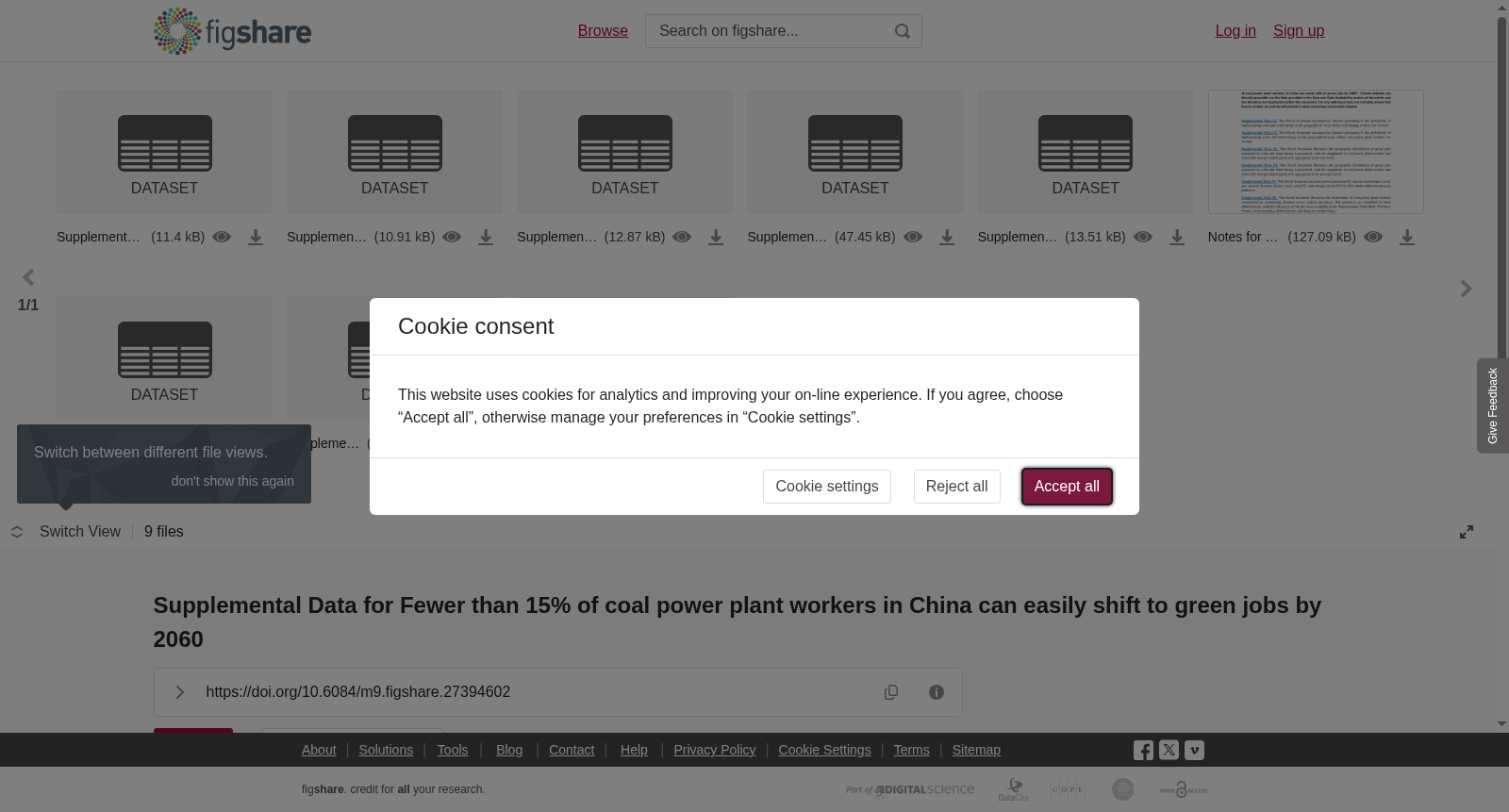 <b>Supplemental Data for </b><b>Fewer than 15% of coal power plant workers in China can easily shift to green jobs by 2060</b> 数据集图片