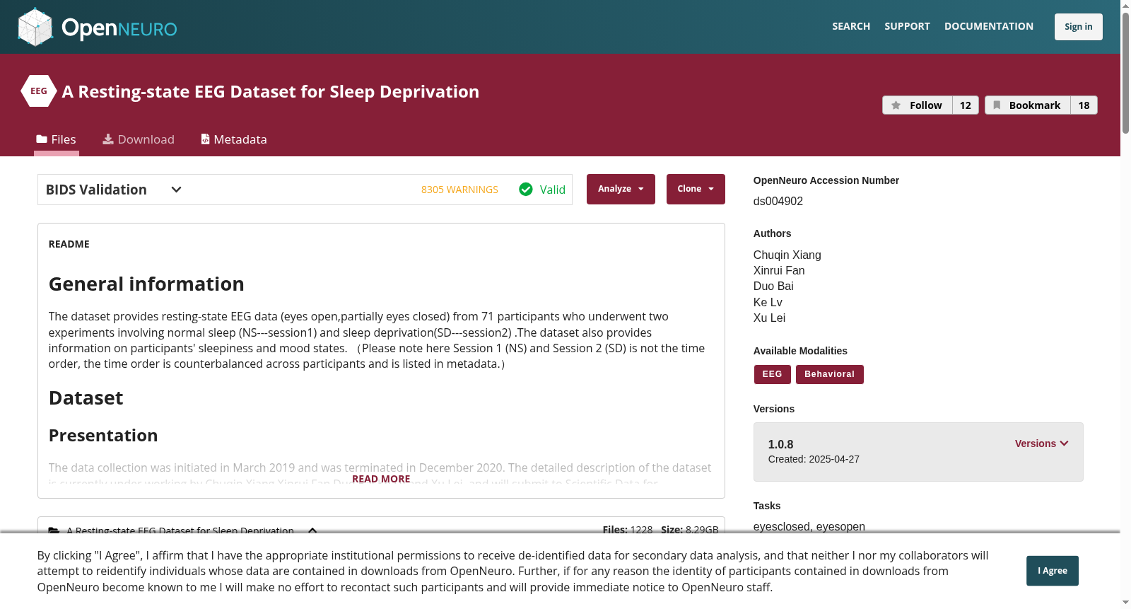 A Resting-state EEG Dataset for Sleep Deprivation 数据集图片