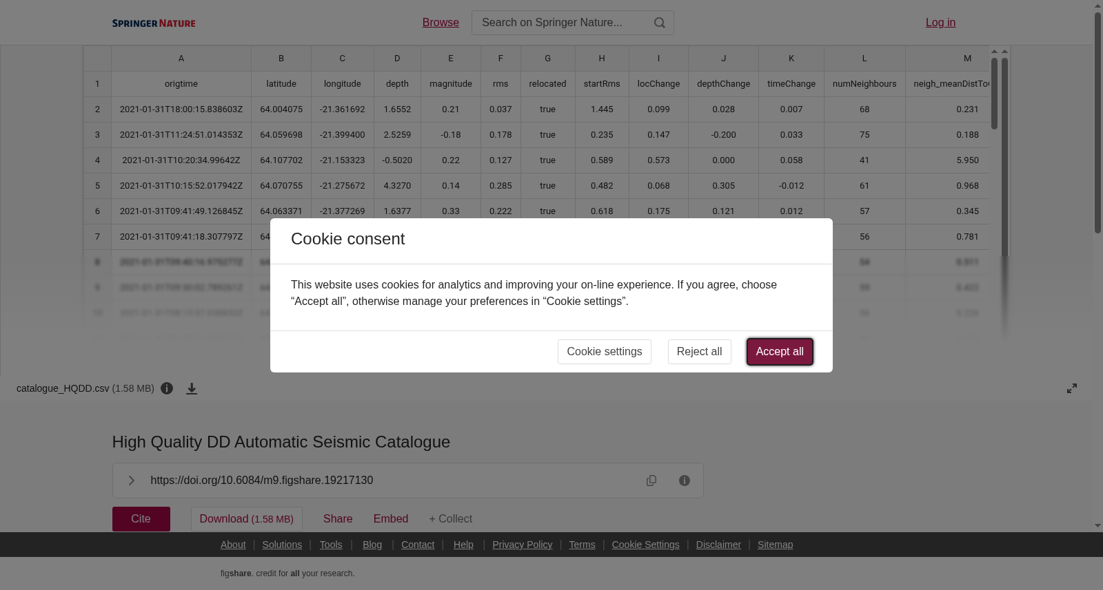 High Quality DD Automatic Seismic Catalogue 数据集图片