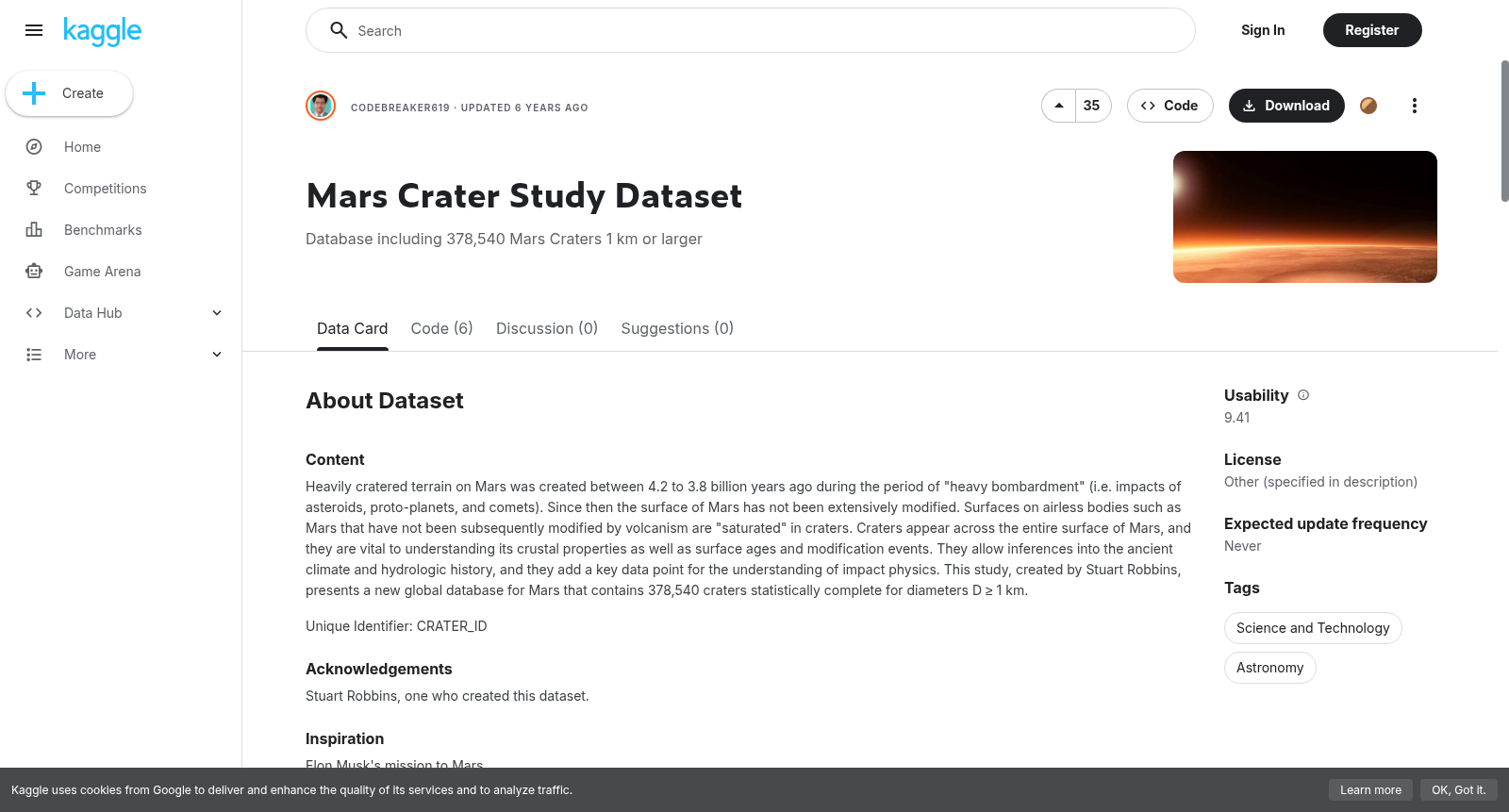 Mars Crater Study Dataset 数据集图片