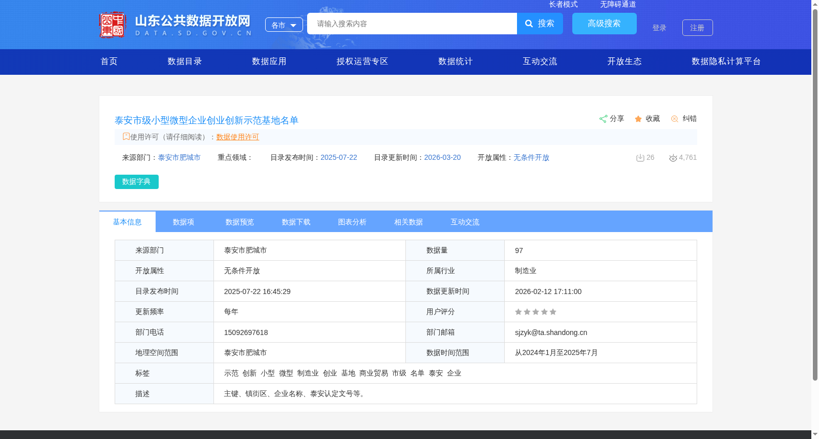 泰安市级小型微型企业创业创新示范基地名单 数据集图片