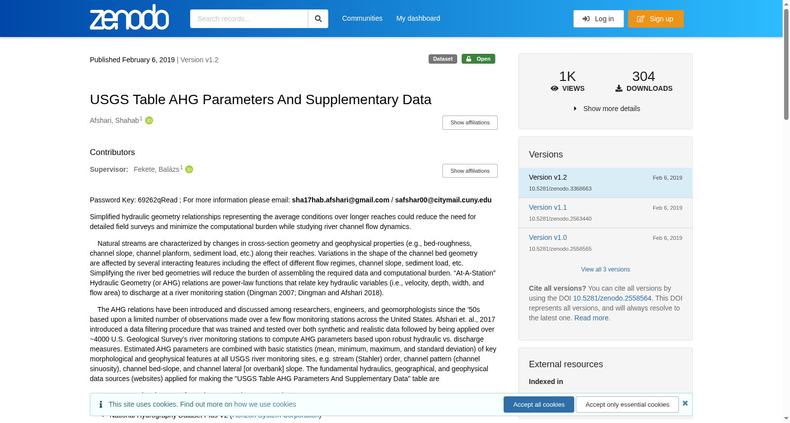 USGS Table AHG Parameters And Supplementary Data 数据集图片