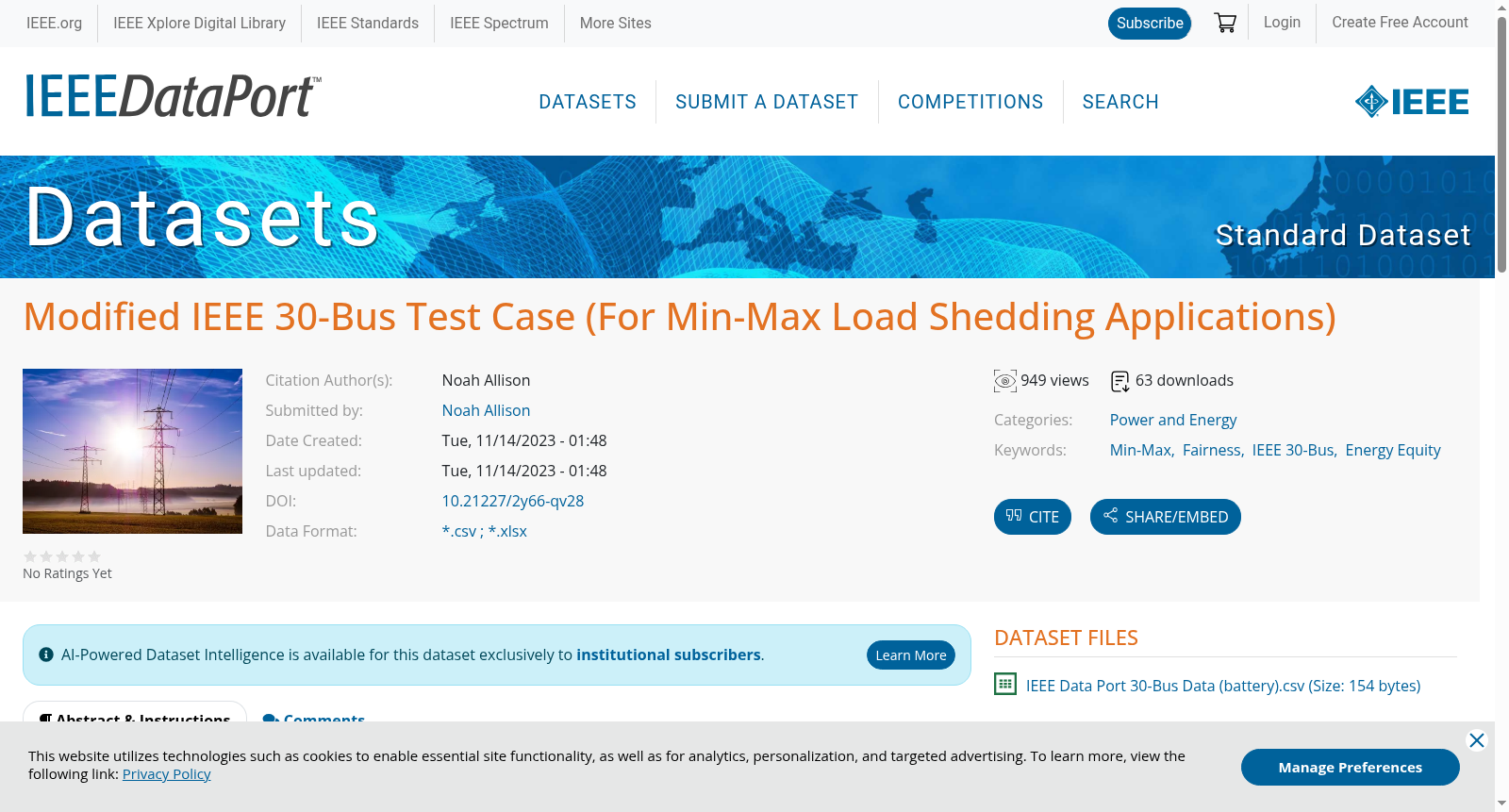 Modified IEEE 30-Bus Test Case (For Min-Max Load Shedding Applications) 数据集图片