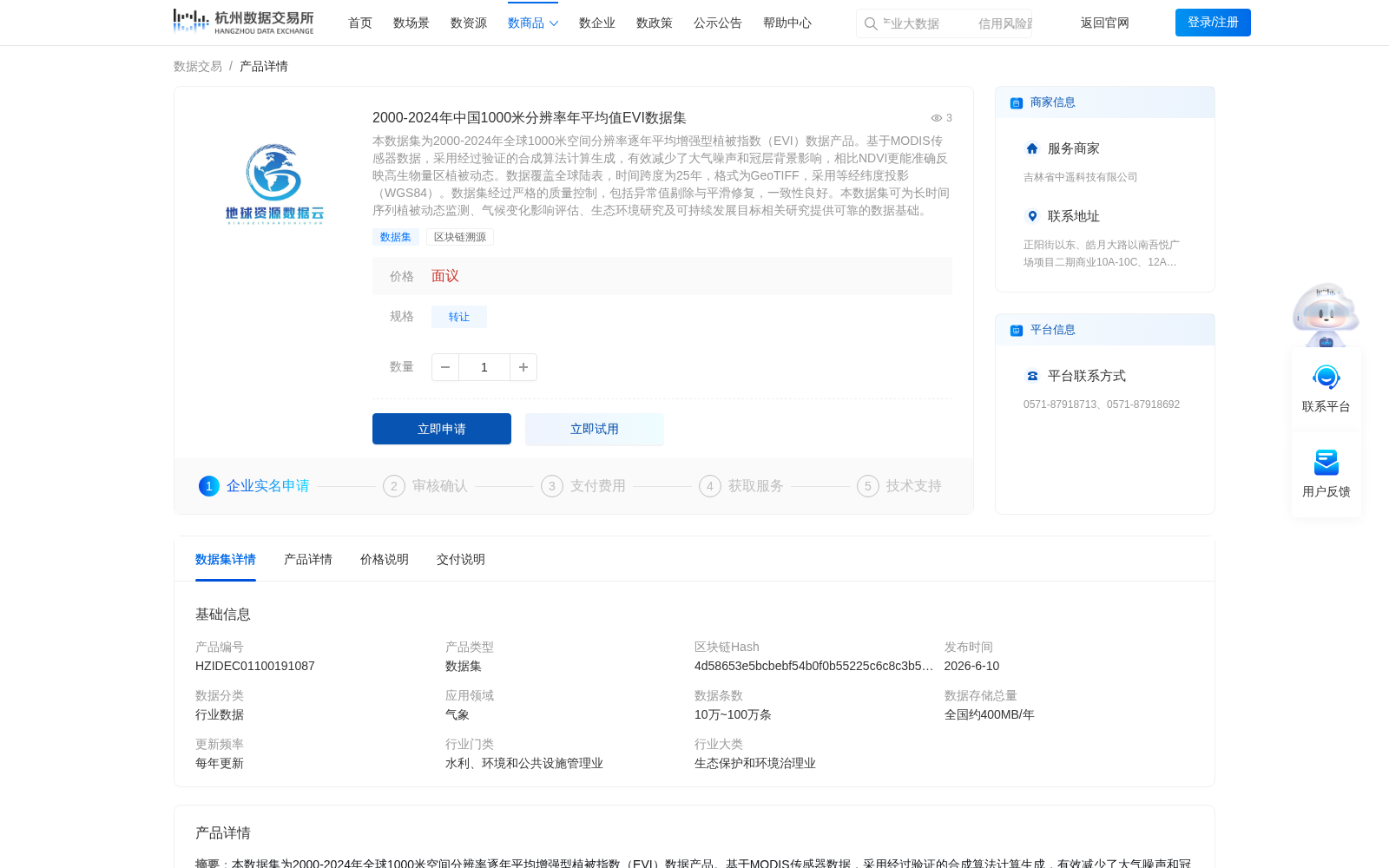 2000-2024年中国1000米分辨率年平均值EVI数据集 数据集图片